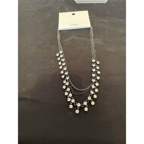Express Triple Strand Black Rhinestone Necklace NWT - Picture 3 of 4